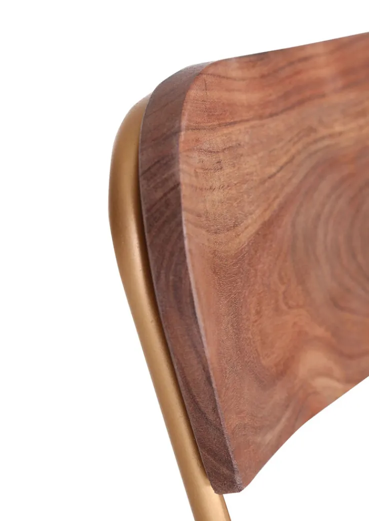 INTERhome Barstuhl STRANGE Akazie massiv/ goldfarbig