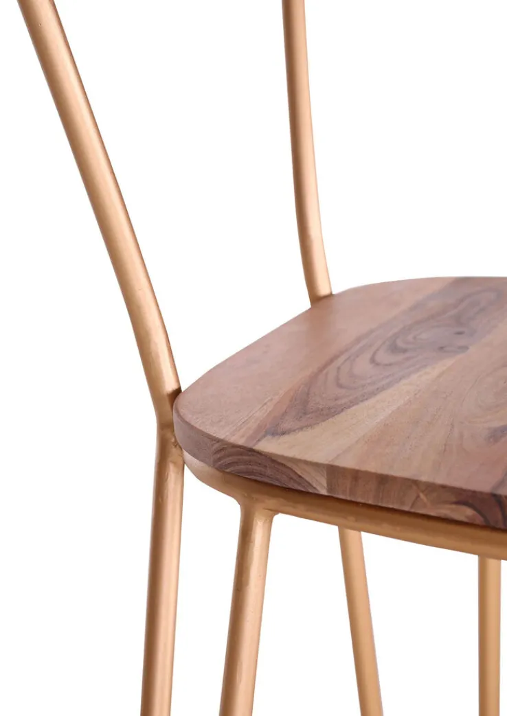 INTERhome Barstuhl STRANGE Akazie massiv/ goldfarbig