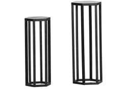 INTERhome Beistelltisch CHUCK 2er-Set Metall pulverbeschichtet 23 x 20 x 60 cm/19 x 16 x 50 cm Schwarz