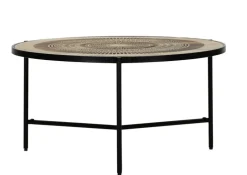 INTERhome Couchtisch SANTA CRUZ Ø 88 cm Mango Massiv/schwarz