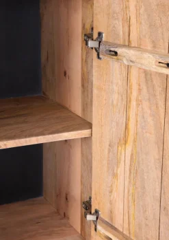 INTERhome Highboard NEMESIS 95 x 142 cm Mango massiv natur/Metallgestell schwarz