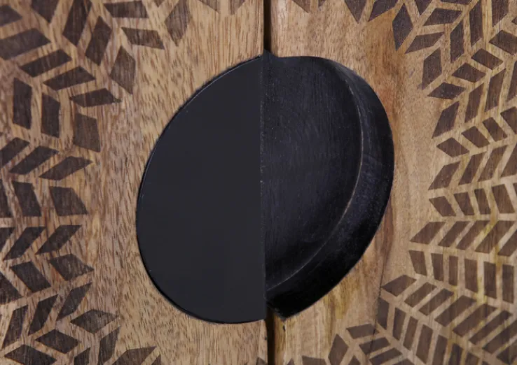 INTERhome Highboard SANTA CRUZ 100 x 150 cm Mango massiv/schwarz