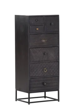 INTERhome Kommode ADELIA 45 x 110 cm Mango massiv schwarz gebeizt/lackiert