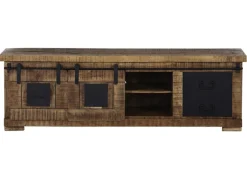 INTERhome Lowboard BARNEY 160 x 50 cm Mango Massivholz/schwarz