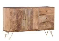INTERhome Sideboard FAME Mango massiv/ goldfarbig