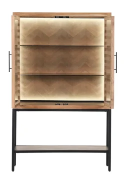 INTERhome Sideboard SHOWCASE 140 x 80 cm Akazie massiv natur gesmoked lackiert/2 Glastüren