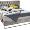 JOOP! Boxspringbett CUBIC CHESTERFIELD 180 x 200 cm grau