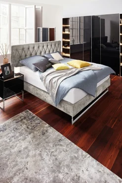 JOOP! Boxspringbett CUBIC CHESTERFIELD 180 x 200 cm grau