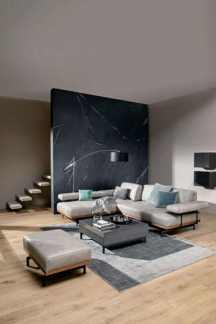 JOOP! Ecksofa Lederbezug grau