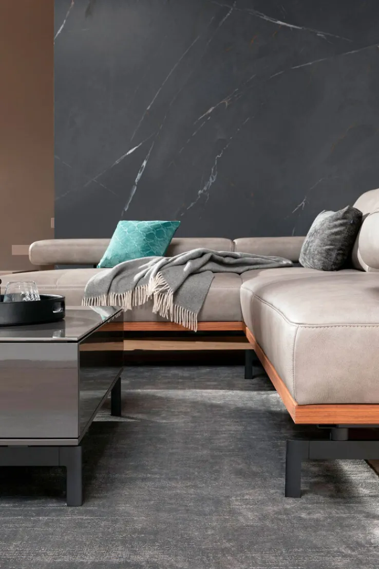 JOOP! Ecksofa Lederbezug grau