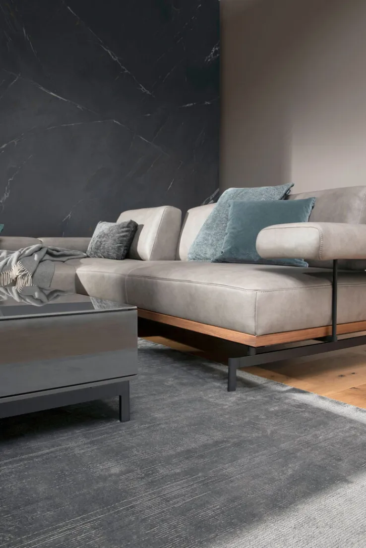 JOOP! Ecksofa Lederbezug grau