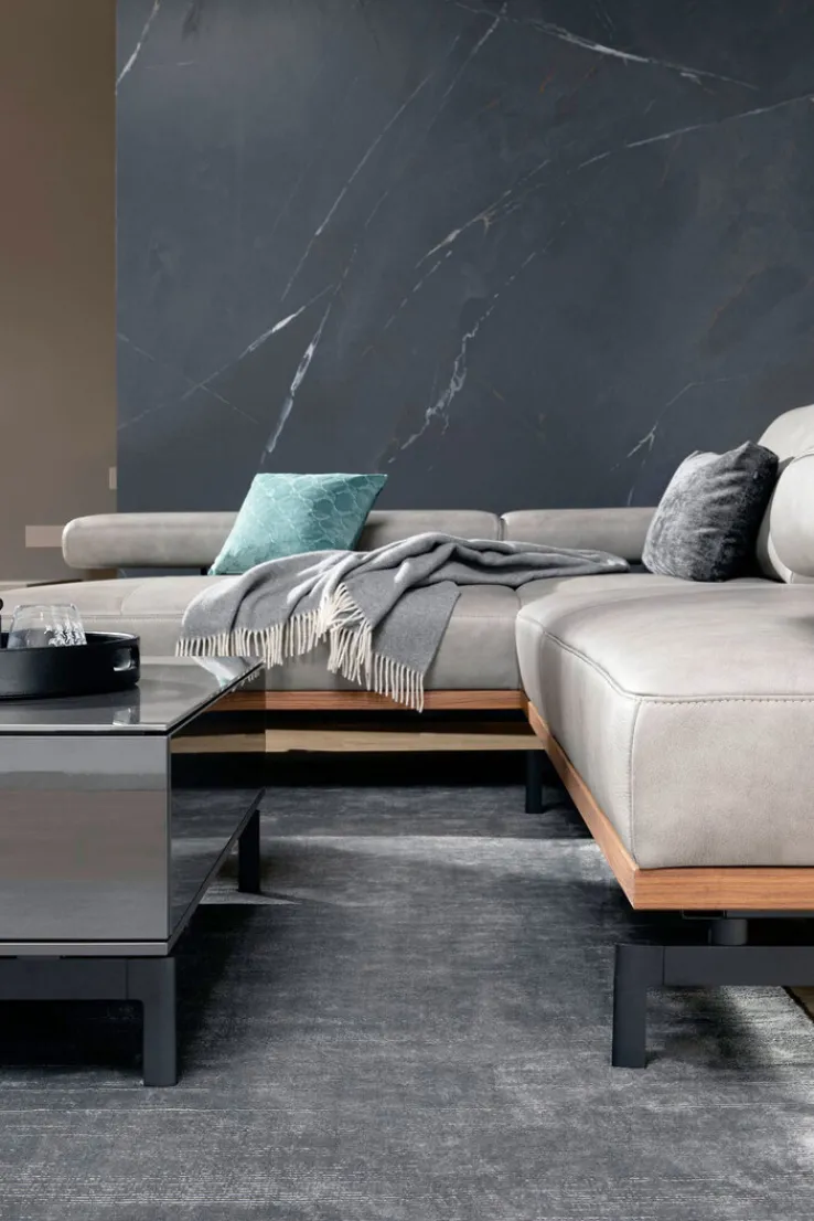 JOOP! Ecksofa Lederbezug grau