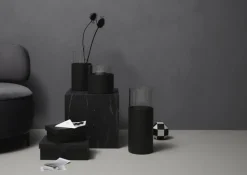 JOOP! Vase CORNFLOWER rund Durchmesser 20 cm Höhe 21 cm Klarglas Kunstleder anthrazit-schwarz