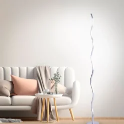 JUST LIGHT LED Stehlampe WAVE 120 cm stahlfarbig