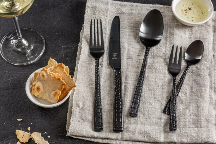 JUSTINUS Besteck Set 30 teilig CROCO schwarz