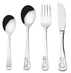 JUSTINUS Kinderbesteck TIERE 4-teilig Edelstahl silberfarbig