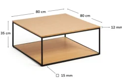 Kave Home Couchtisch YOANA 80 x 80 cm Eiche braun