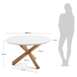 Kave Home Esstisch rund LOTUS 120 cm Buche NB /weiß NB