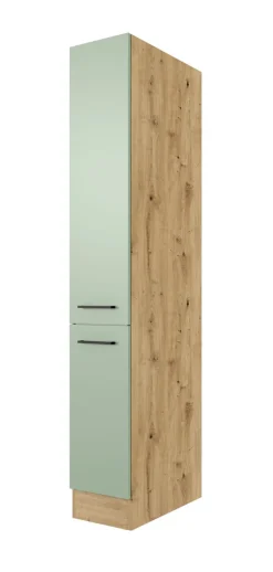 QUARTIER Küche Apotheker-Hochschrank Fiona 200 cm Eiche / grün