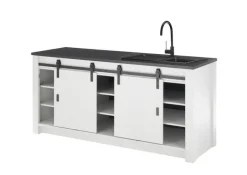 Küche Spültisch SHERWOOD ca. 201 x 93 x 64 cm Pinie Weiss Dekor