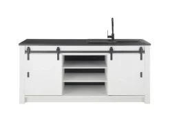 Küche Spültisch SHERWOOD ca. 201 x 93 x 64 cm Pinie Weiss Dekor