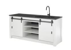 Küche Spültisch SHERWOOD ca. 201 x 93 x 64 cm Pinie Weiss Dekor