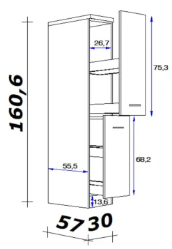 QUARTIER Küchen Apothekerschrank AVILA Eiche /weiß matt