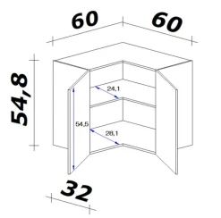 QUARTIER Küchen Eckhängeschrank JACK 60 cm braun