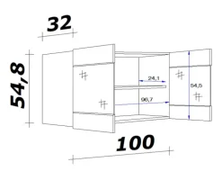 QUARTIER Küchen Glas-Hängeschrank LUKE 100 cm Eiche/ weiß