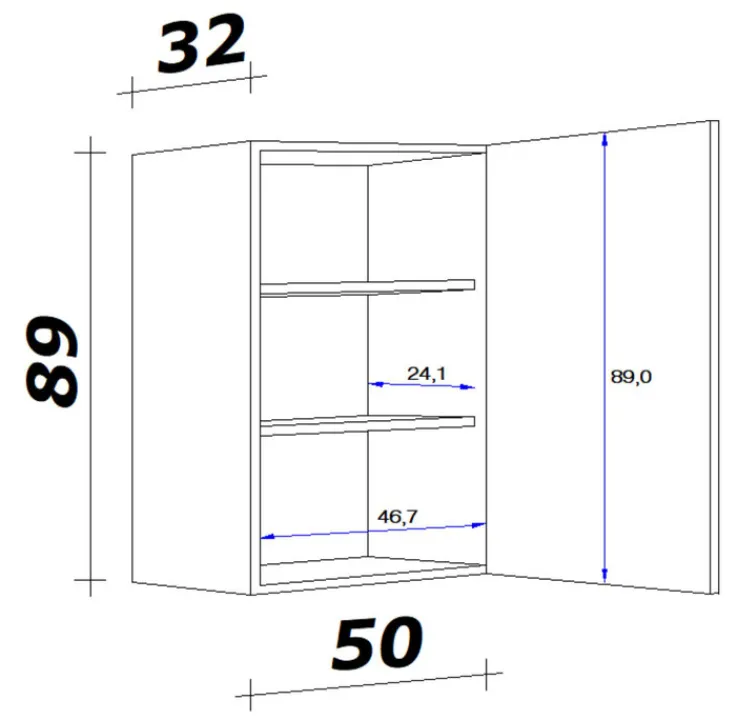 QUARTIER Küchen Hängeschrank AVILA 50 cm Eiche /weiß matt