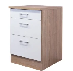 QUARTIER Küchen Unterschrank Jack 60 x 85 cm Eiche/ weiß