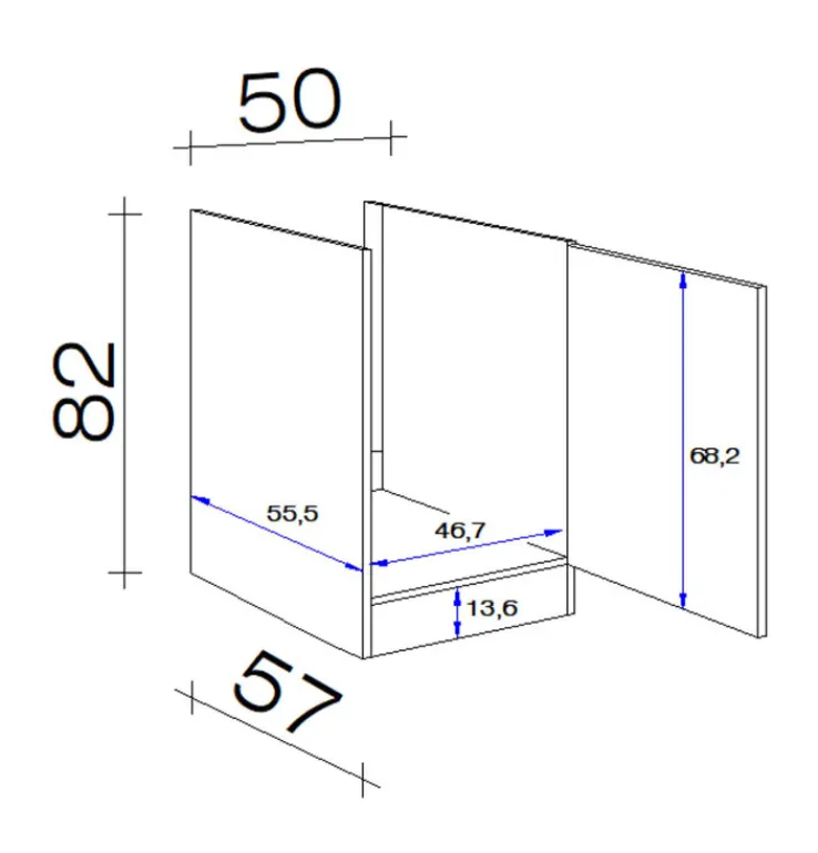 QUARTIER Küchen Unterschrank LUKE 50 cm Eiche/ weiß