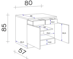 QUARTIER Küchen Unterschrank NANO 80 x 85 cm Buche