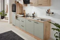 QUARTIER Küchenblock FIONA Schilfgrün / Artisan Eiche 280 cm