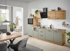 QUARTIER Küchenblock FIONA Schilfgrün / Artisan Eiche 280 cm