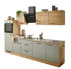 QUARTIER Küchenblock FIONA Schilfgrün / Artisan Eiche 280 cm