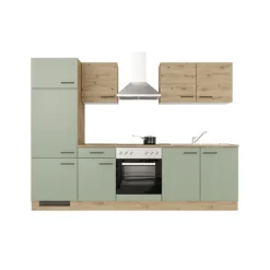 QUARTIER Küchenblock FIONA Schilfgrün / Artisan Eiche 270 cm