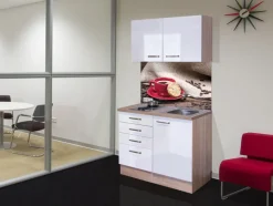 QUARTIER Küchenblock LUKE Hochglanz Weiß/ Sonoma Eiche ca. 100 / 200 / 60 cm grau