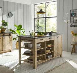 Kücheninsel SHERWOOD ca. 162 x 93 x 77 cm Old Style hell Dekor