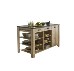 Kücheninsel SHERWOOD ca. 162 x 93 x 77 cm Old Style hell Dekor