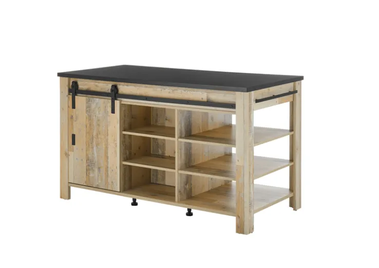 Kücheninsel SHERWOOD ca. 162 x 93 x 77 cm Old Style hell Dekor