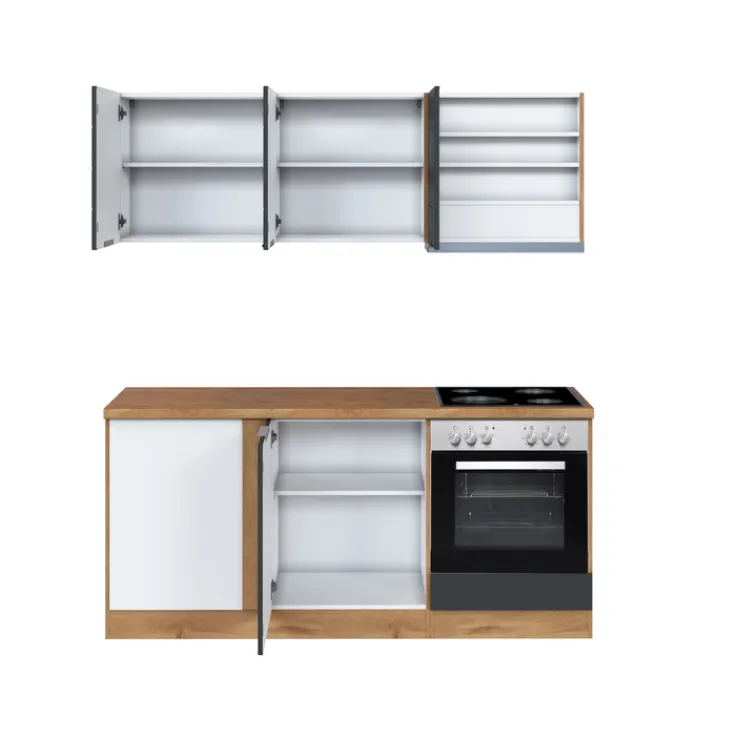 Küchenzeile Kopenhagen Matt-Grau ca. 240/180 x 200 x 60 cm