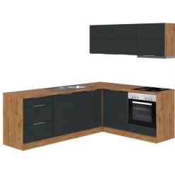 Küchenzeile Kopenhagen Matt-Grau ca. 240/180 x 200 x 60 cm