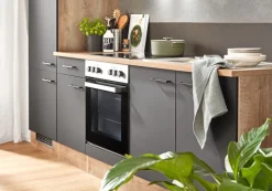 FLEX-WELL Küchenzeile MARY Touch Schwarz/ Endgrain Oek 270 cm