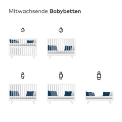 Kinderbett BEACH Kiefer weiß/ Abs. Birke