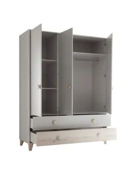 Kinder Kinder-Drehtürenschrank FIEN grau/ braun