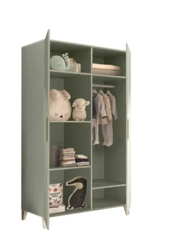 Kinder Kinder-Drehtürenschrank PRIZZI 100 x 200 cm pastellgrün/ braun