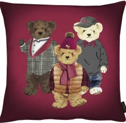 APELT Kissenhülle BÄRENFAMILIE 46x46cm rot