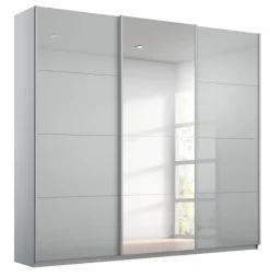 QUARTIER Kleiderschrank KULMBACH 203 x 210 cm Seidengrau/Grauglastüren