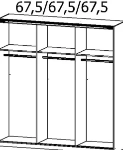 QUARTIER Kleiderschrank KULMBACH 203 x 210 cm Seidengrau/Grauglastüren